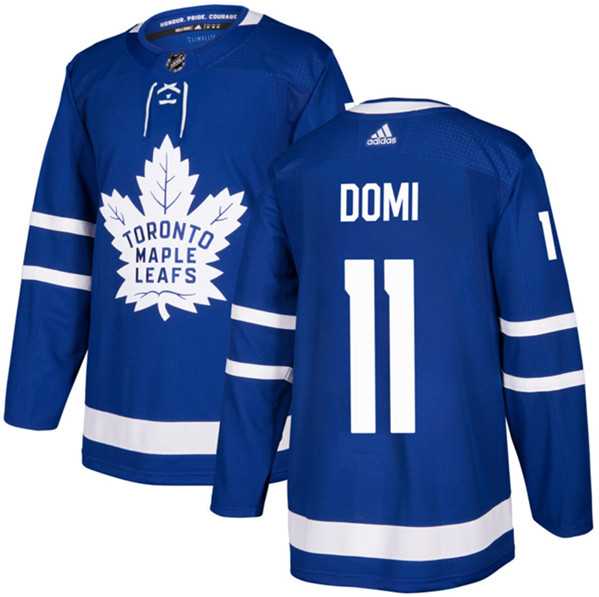 Mens Toronto Maple Leafs #11 Max Domi Blue Stitched Jersey